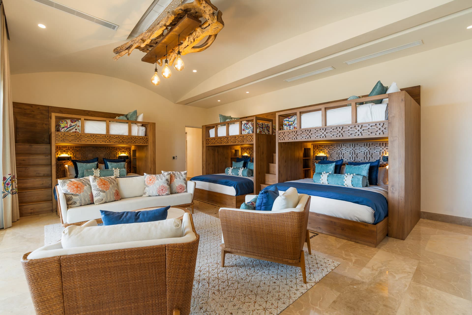 The Bunk Room — sleeping nine, with Pacific views and ensuite soaking tub