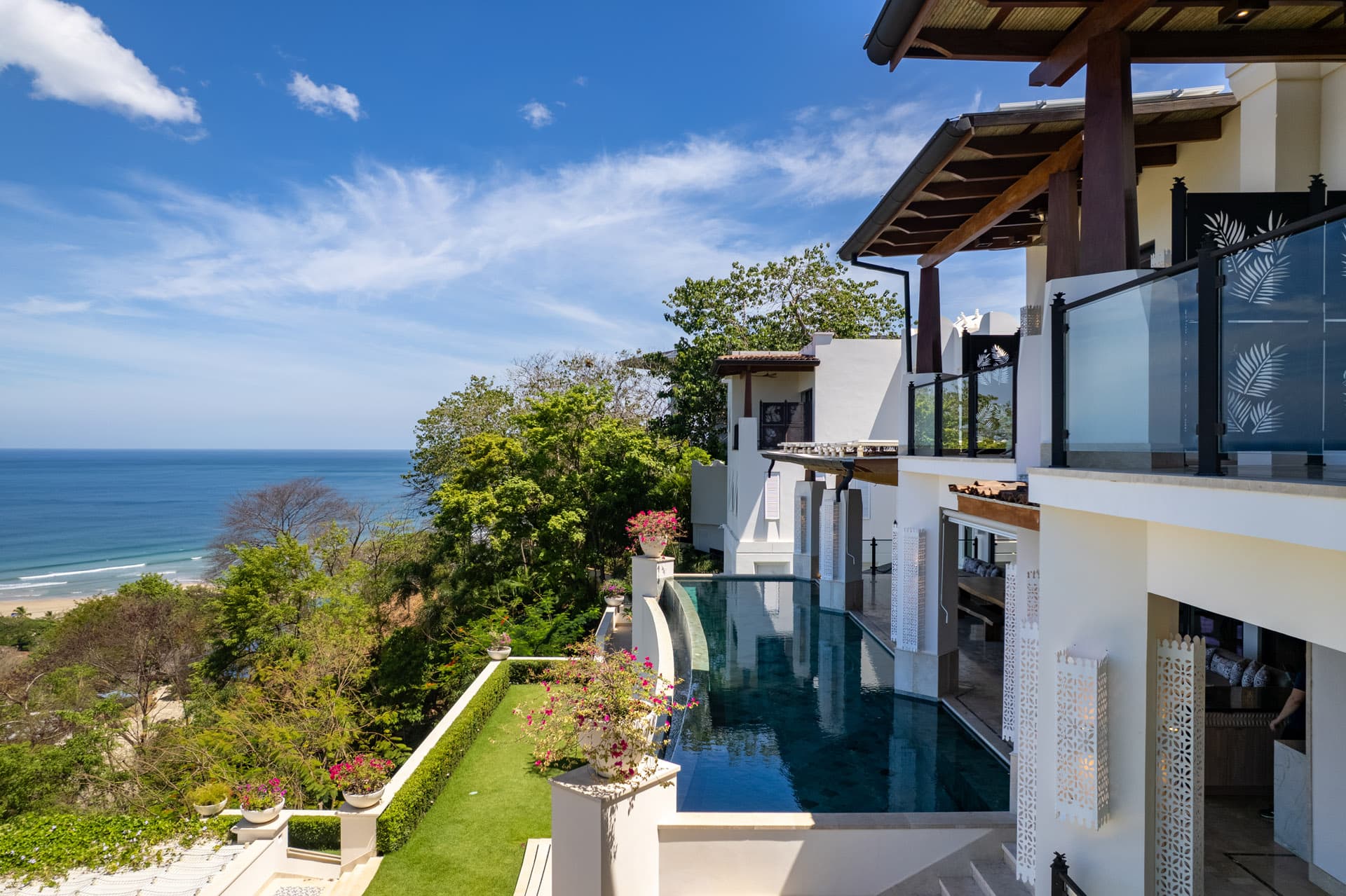 Multi-level terraces and pool with ocean view